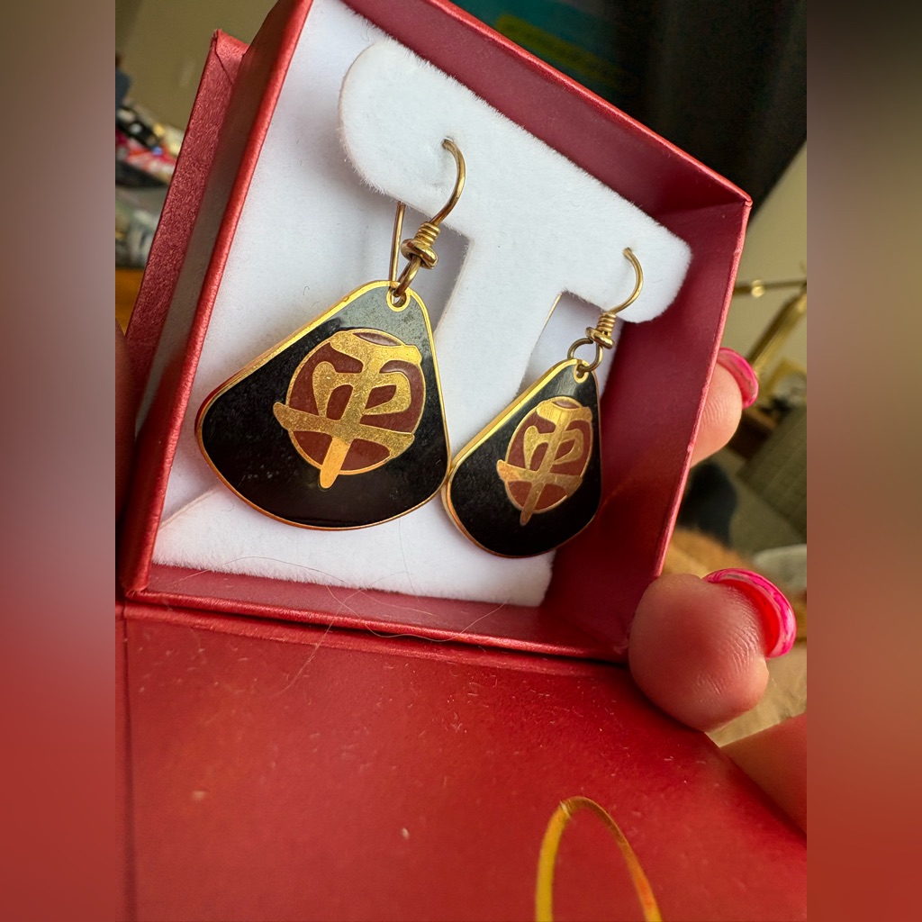 Nib Vintage Laurel Burch Enamel Japanese Tranquility Pierced Earrings 35$